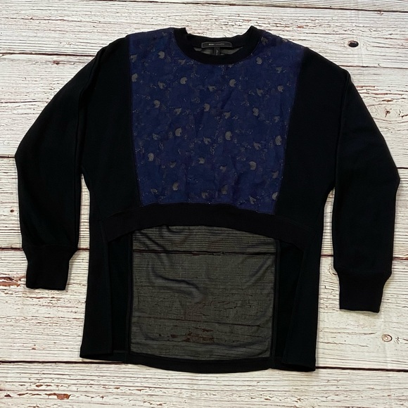 BCBGMAXAZRIA Lace Sheer Iza Long Sleeve Top Sz XS - Picture 4 of 15